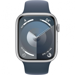 Apple Watch Series 9 GPS 45mm Silver Aluminium Case Sport Band M/L - Storm Blue EU