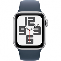Apple Watch SE (2023) GPS 40mm Silver Aluminium Case Sport Band M/L - Storm Blue EU