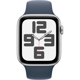 Apple Watch SE (2023) GPS 44mm Silver Aluminium Case Sport Band S/M - Storm Blue EU