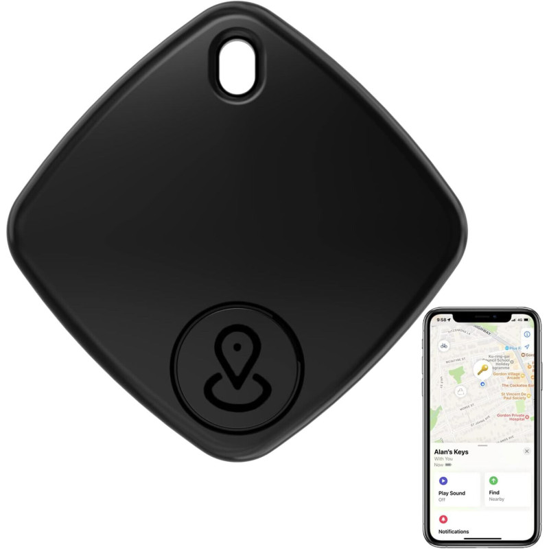 Smart Air Tracker Tag Bluetooth Localizzatore Apple Dov'è GPS - 2 Pezzi - Black