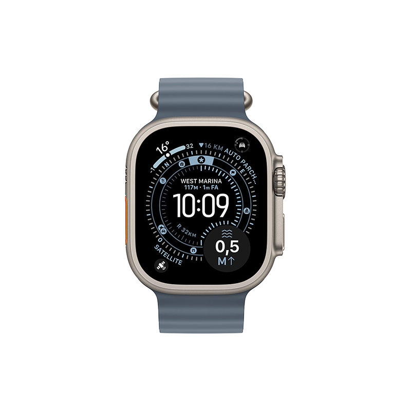 Apple Watch Ultra 3 (2025) 5G 49mm Natural Titanium Case Ocean Band - Anchor Blue EU